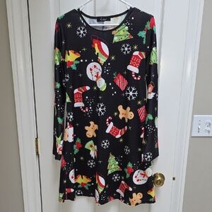 Festive Holiday Print Dress